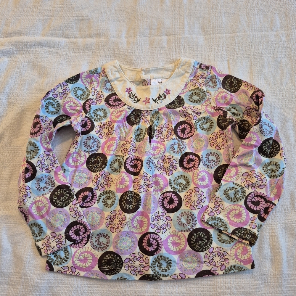 Hanna Andersson girls 110 or 5 long sleeve shirt floral print VGUC